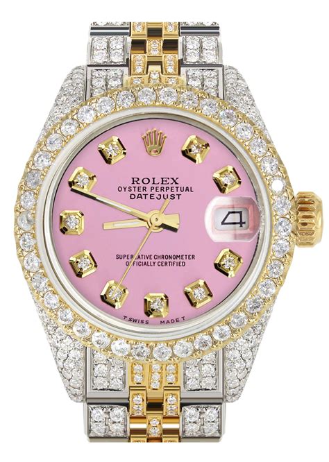 gold rolex watch with pink diamonds|diamond gold Rolex watch price.